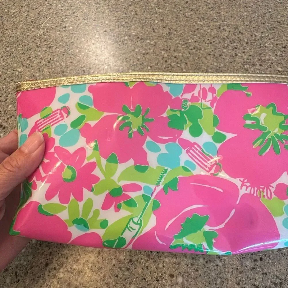LILLY PULITZER X ESTEE LAUDER Pink Green Floral Lipstick Mascara Print Makeup Zi